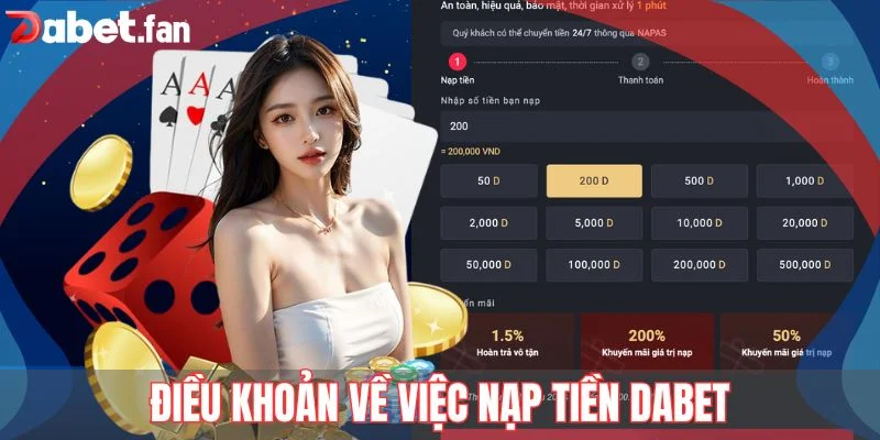 Điều khoản về việc nạp tiền DABET cho newbie